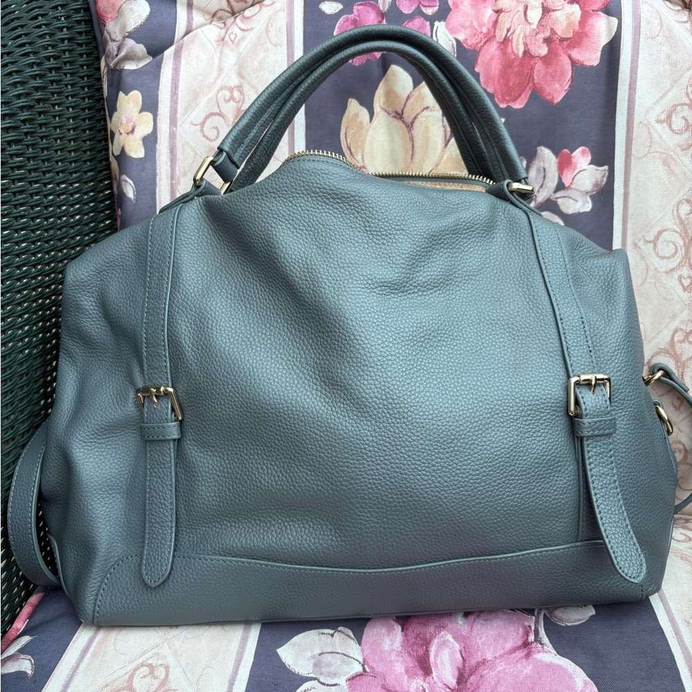 Ora Delphine pebble grey Leather Bag gold hardware